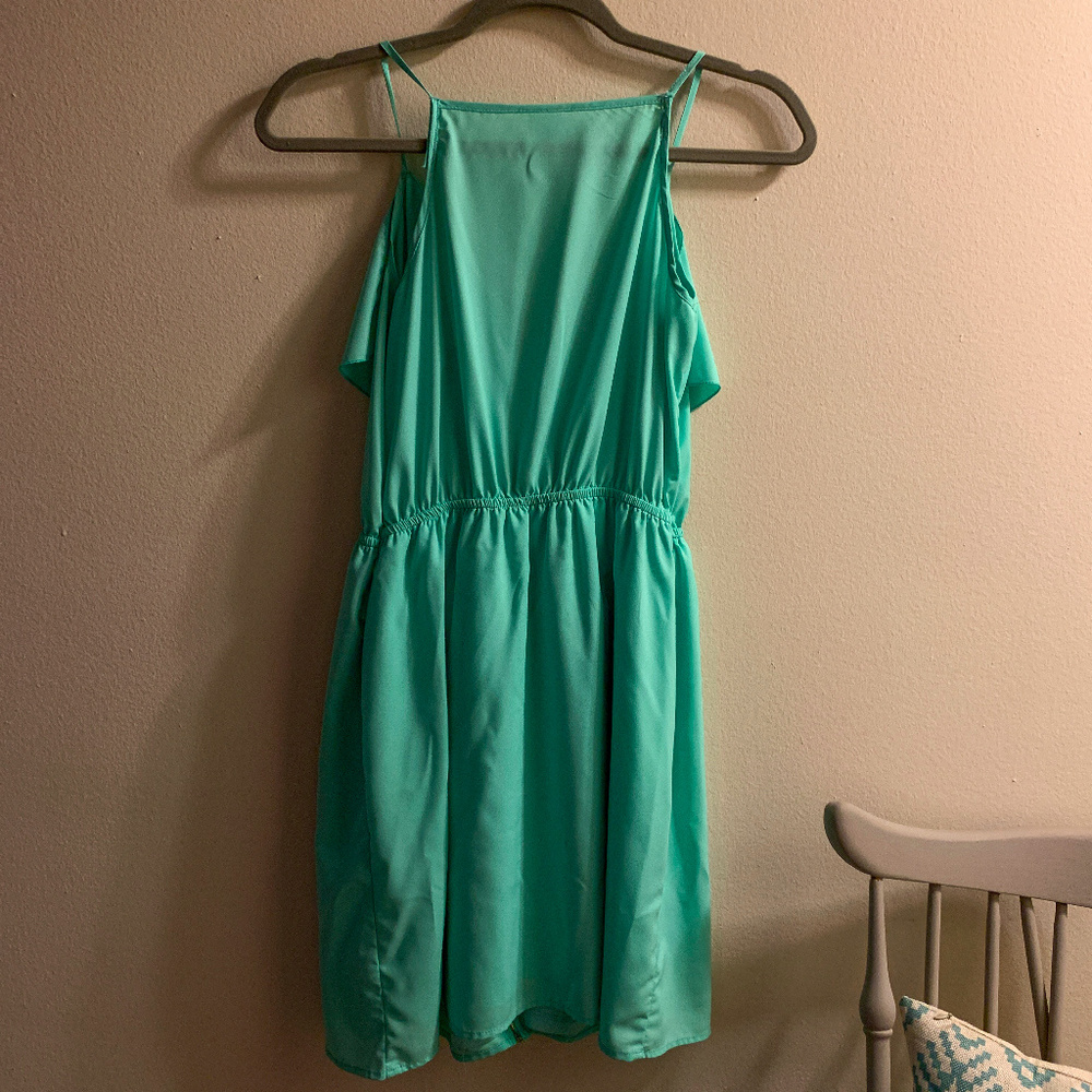 PINK OWL MINT GREEN ZIPPER RUFFLE DRESS - Picture 5 of 8
